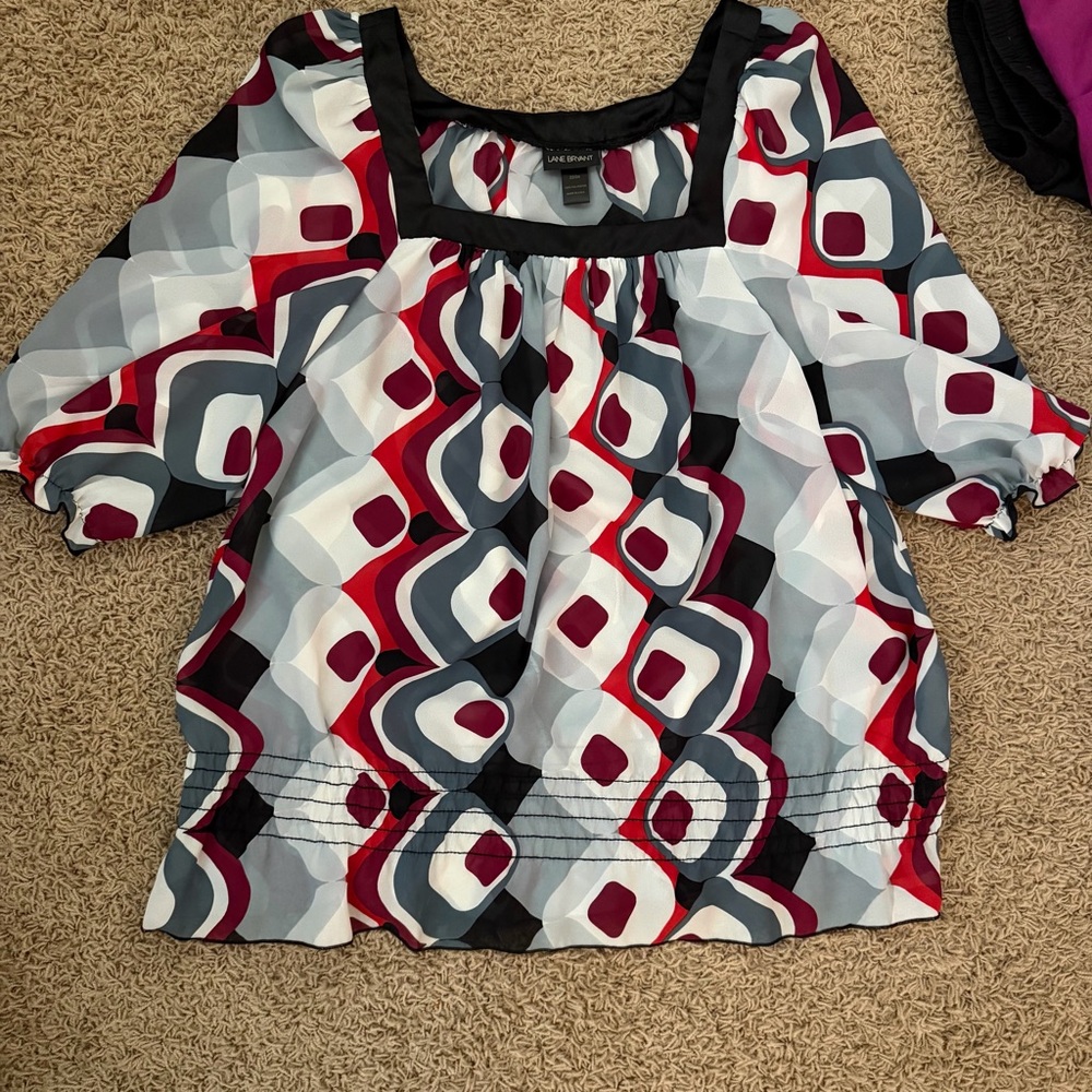 NWOT Lane Bryant 22 24 Tunic Square Neck Colorful Abstract Design
